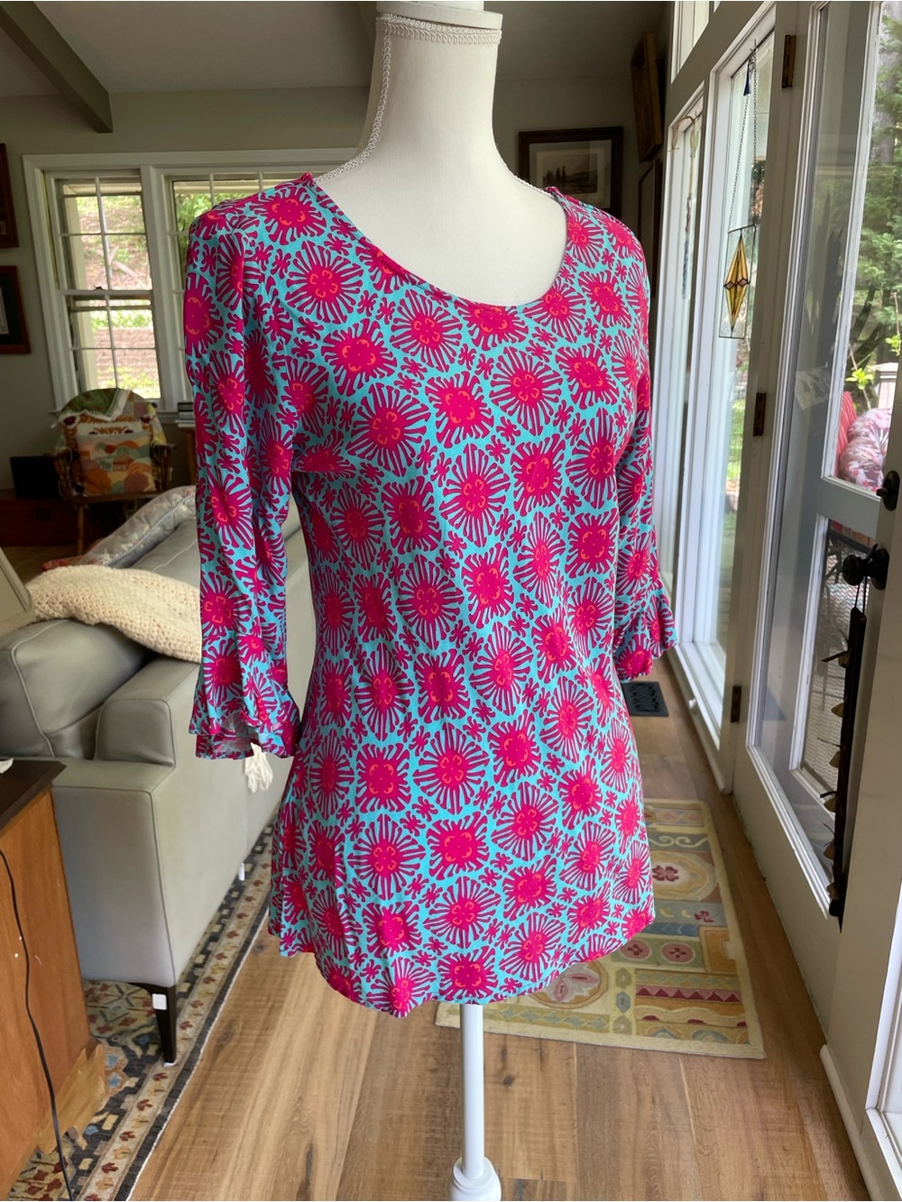 escapada Mint & Pink Floral Scoop Neck Tunic